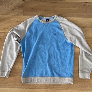 johnnie-O Light Blue and Beige Crewneck Sweater